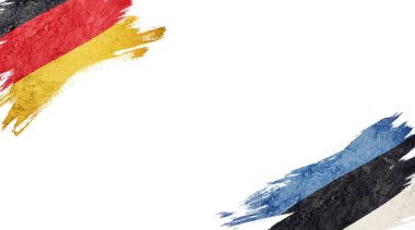 Beyaz Arkaplanda Almanya ve Estonya Bayrakları